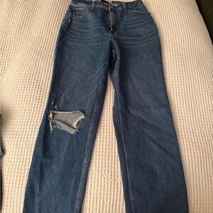Abercrombie & Fitch Women's Dark Blue Straight Leg Jeans